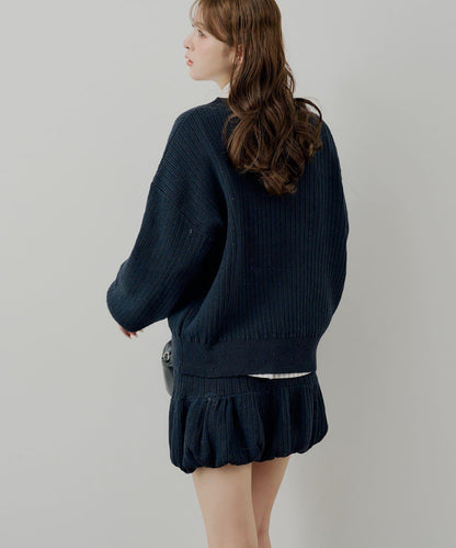 針織泡泡袖迷你裙