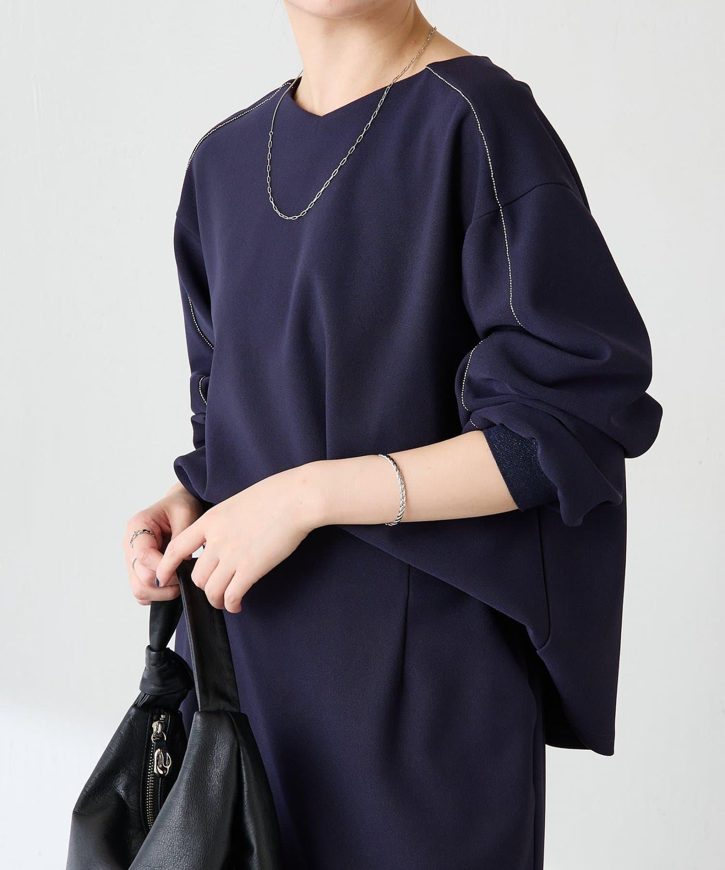 【適合正式場合◎】珠飾線條剪裁套裝/禮服