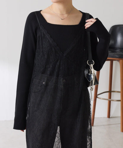 【前後兩穿】2WAY蕾絲吊帶連衣裙/疊穿單品