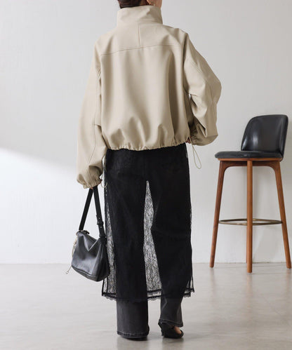 皮革質感立領夾克