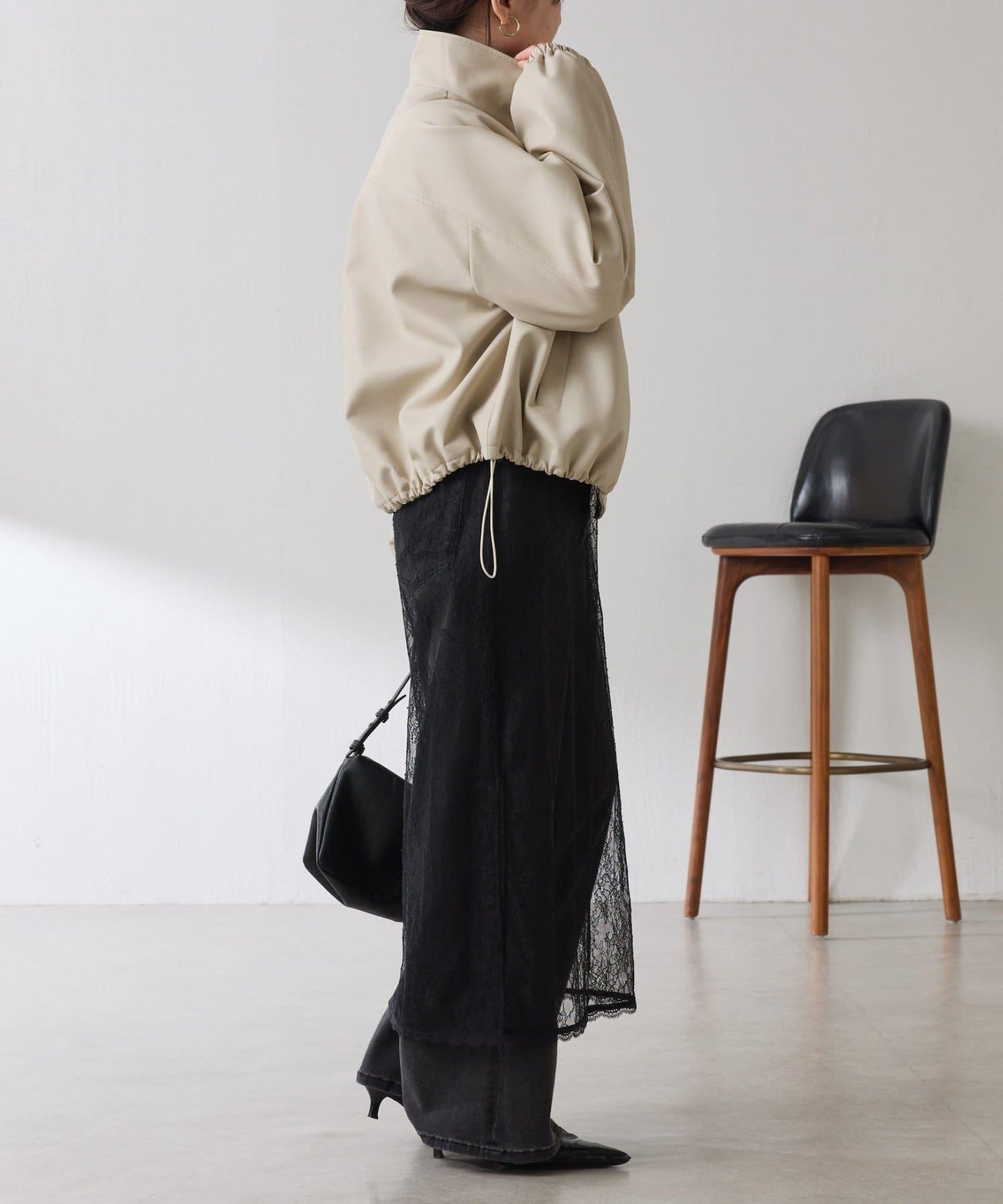 皮革質感立領夾克