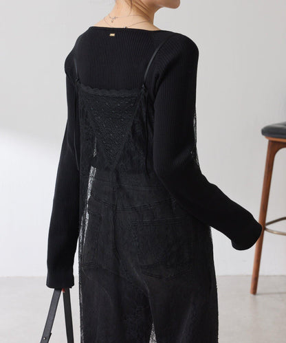 【前後兩穿】2WAY蕾絲吊帶連衣裙/疊穿單品