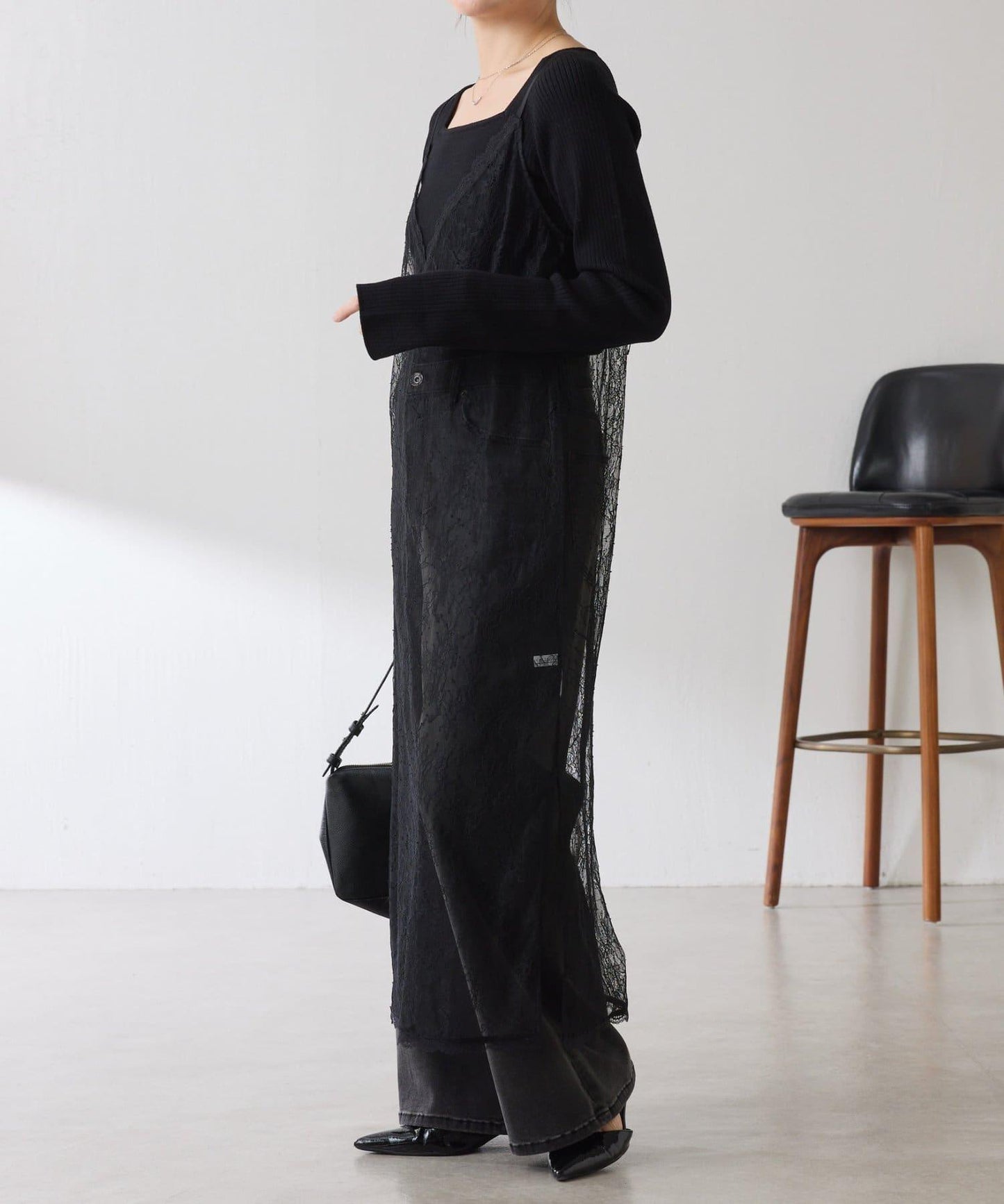 【前後兩穿】2WAY蕾絲吊帶連衣裙/疊穿單品