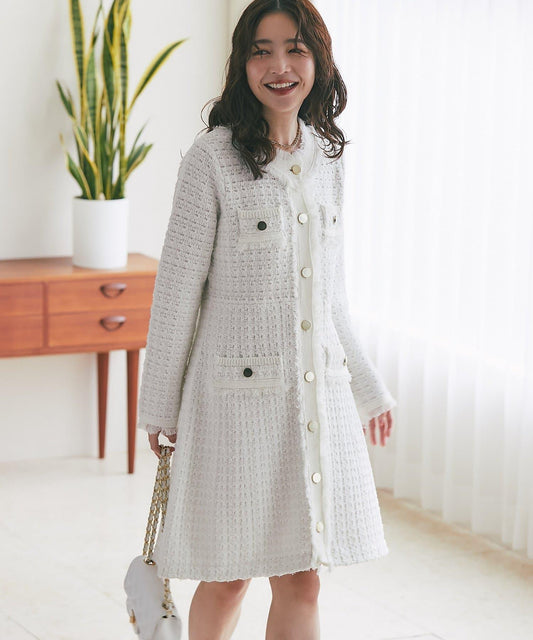 ファンシーツイードニットミニワンピース