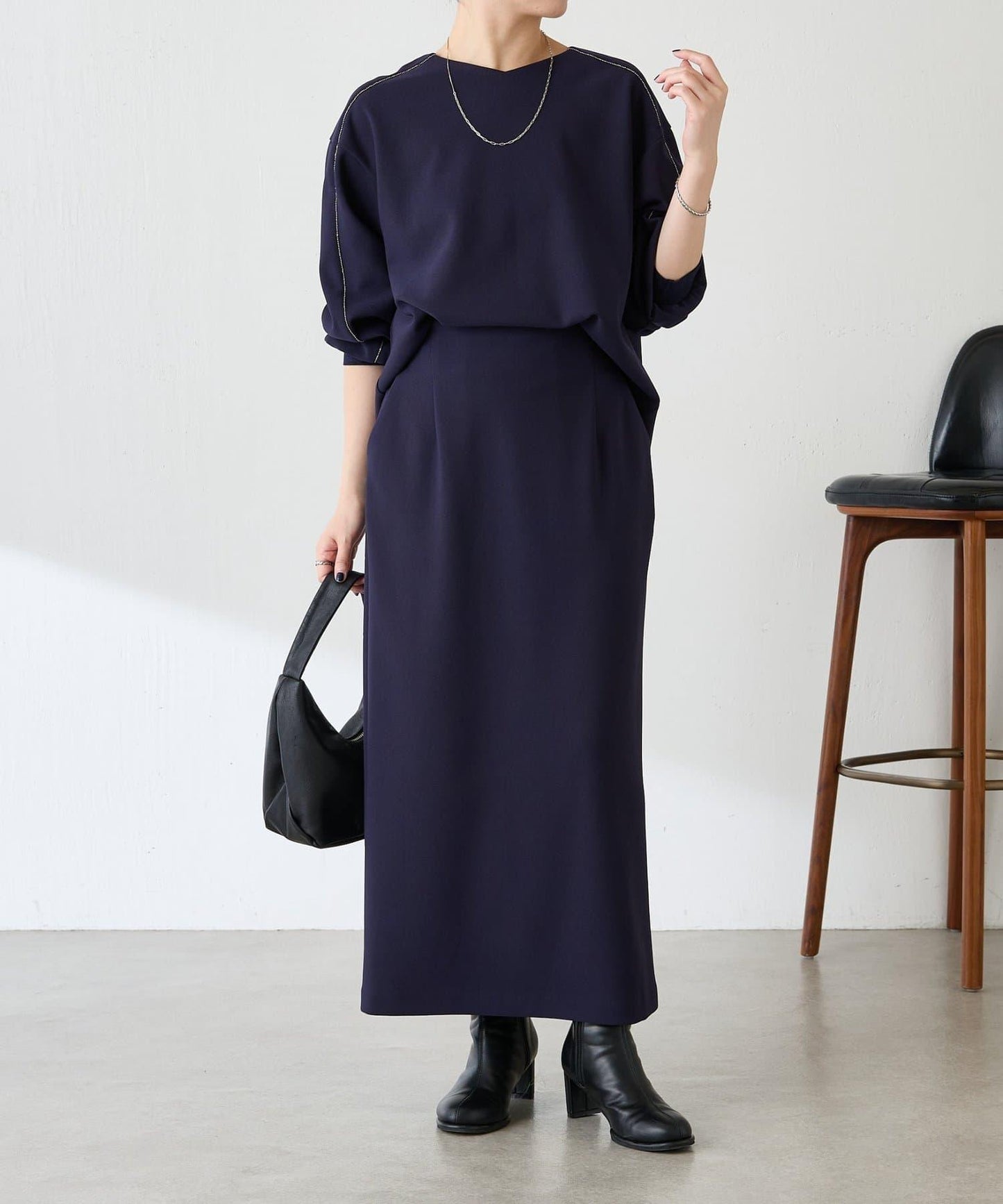 【適合正式場合◎】珠飾線條剪裁套裝/禮服