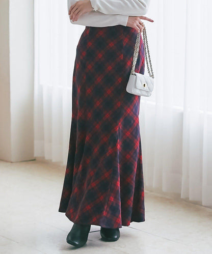 後繫帶格紋半身裙