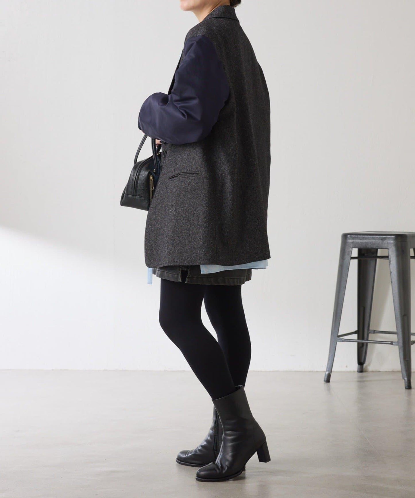 三扣拼接袖西裝夾克