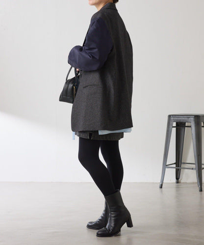 三扣拼接袖西裝夾克