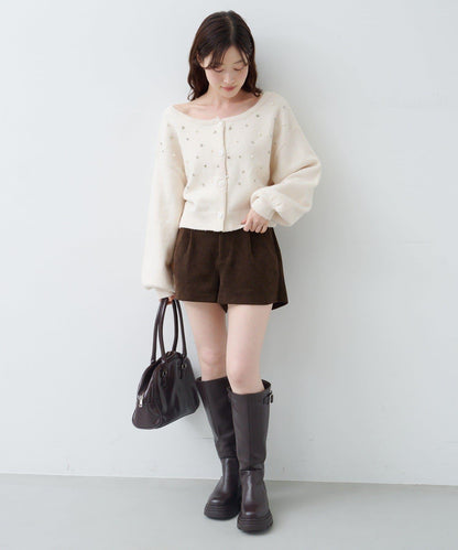 拼色珠飾針織開衫