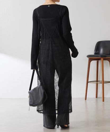 【前後兩穿】2WAY蕾絲吊帶連衣裙/疊穿單品