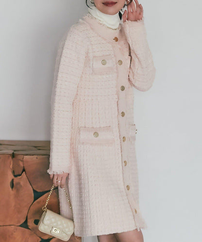 ファンシーツイードニットミニワンピース