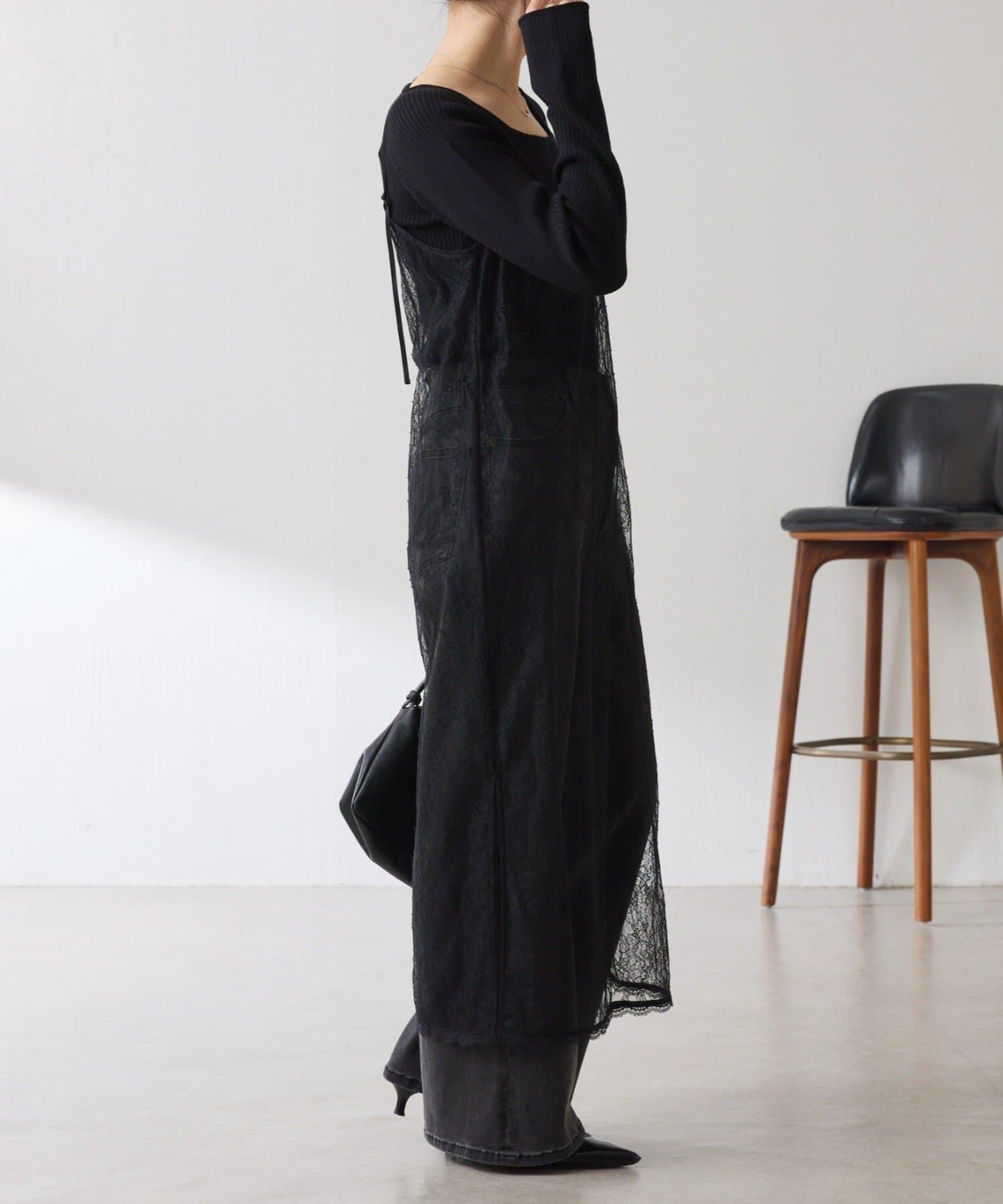 【前後兩穿】2WAY蕾絲吊帶連衣裙/疊穿單品