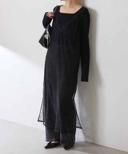 【前後兩穿】2WAY蕾絲吊帶連衣裙/疊穿單品