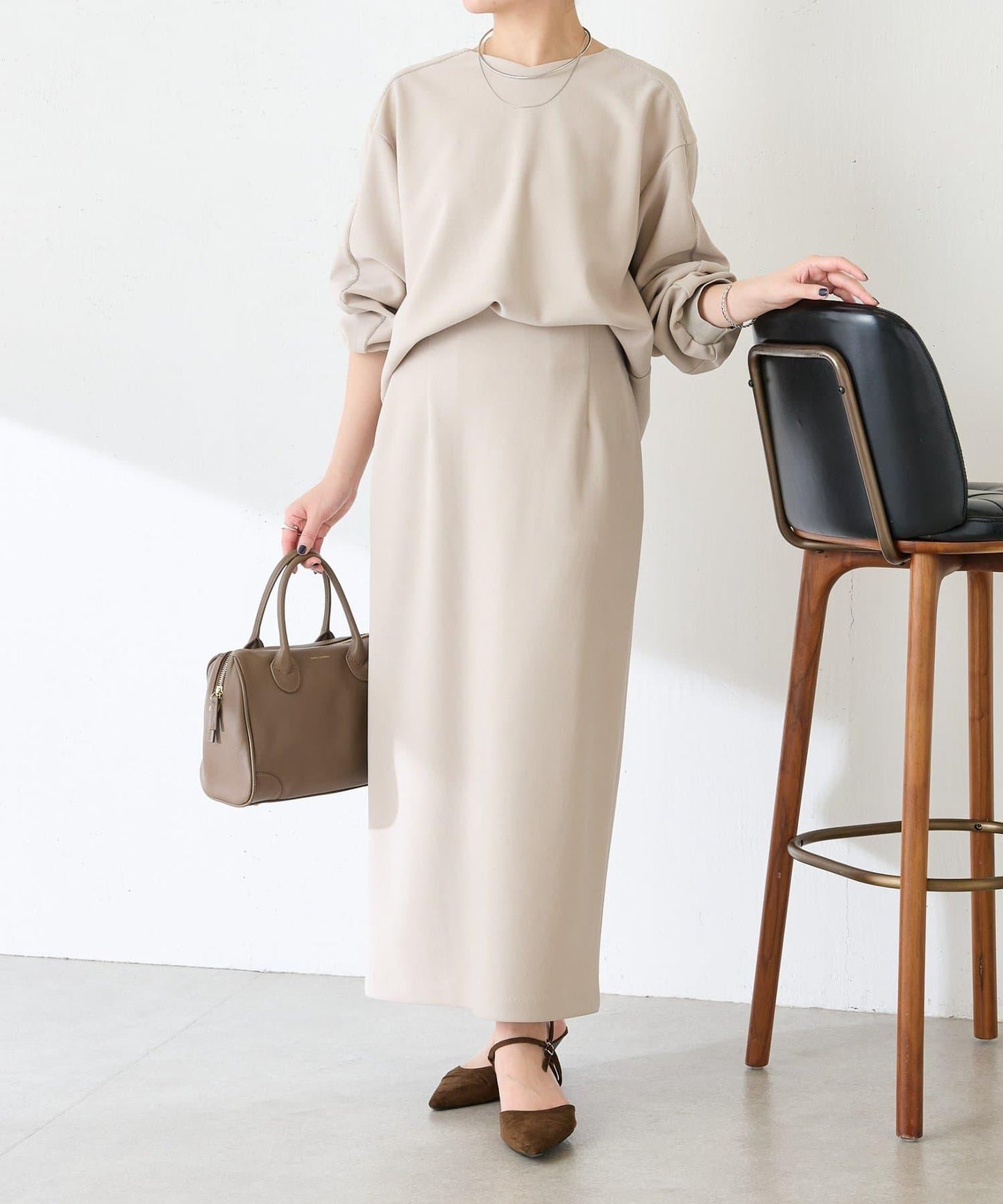 【適合正式場合◎】珠飾線條剪裁套裝/禮服