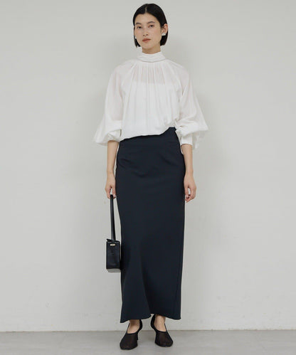 褶皺蝴蝶結領女襯衫