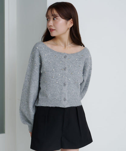 拼色珠飾針織開衫