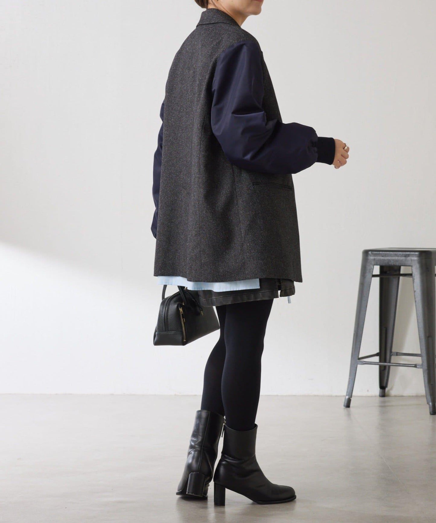 三扣拼接袖西裝夾克