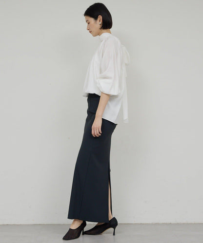 褶皺蝴蝶結領女襯衫