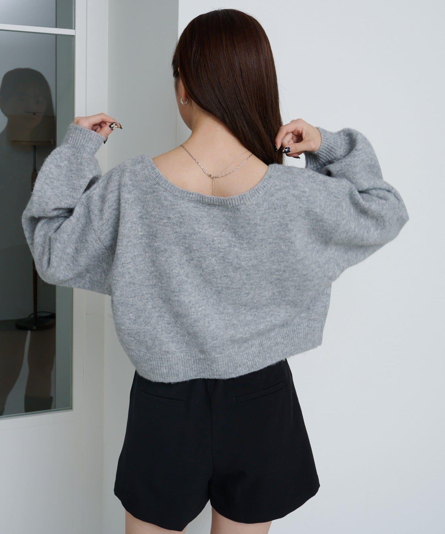 拼色珠飾針織開衫