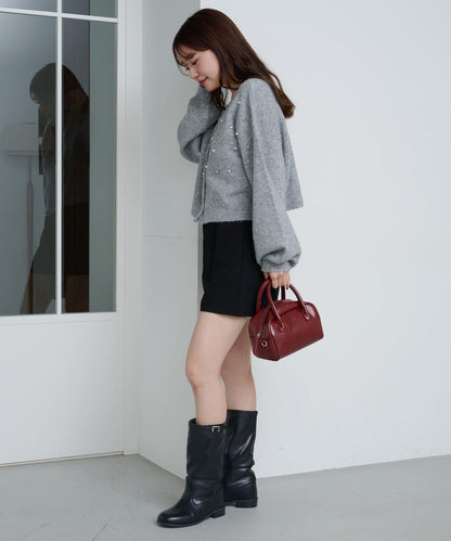 拼色珠飾針織開衫