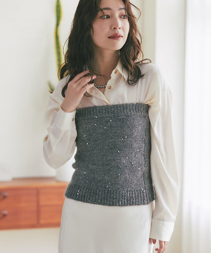 スパンコールモヘアビスチェ