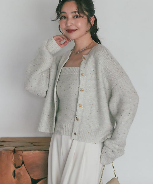 スパンコールモヘアカーディガン