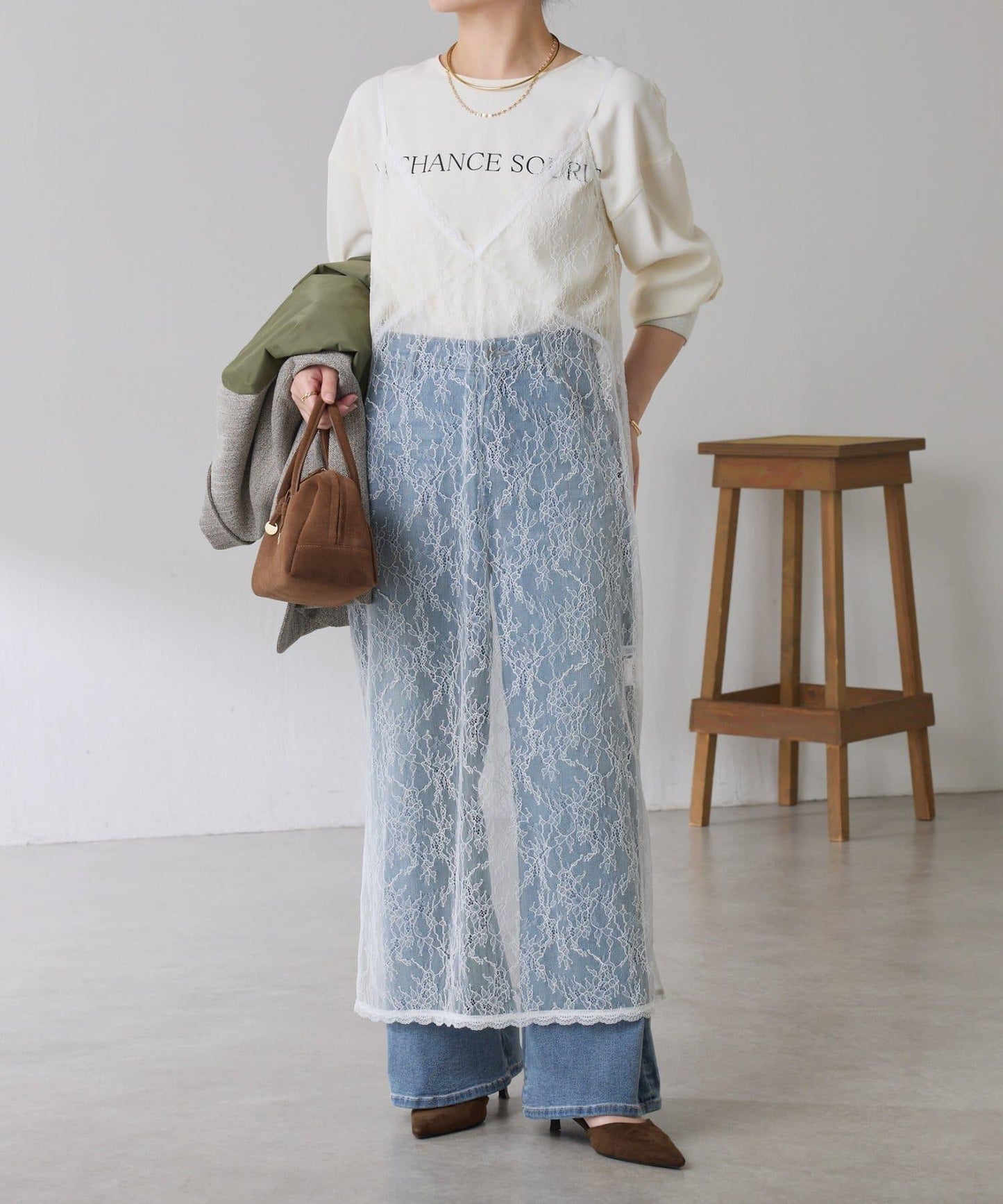 【前後兩穿】2WAY蕾絲吊帶連衣裙/疊穿單品