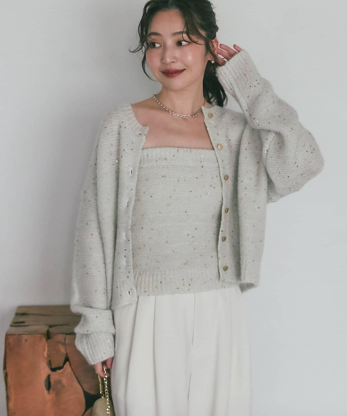 スパンコールモヘアビスチェ