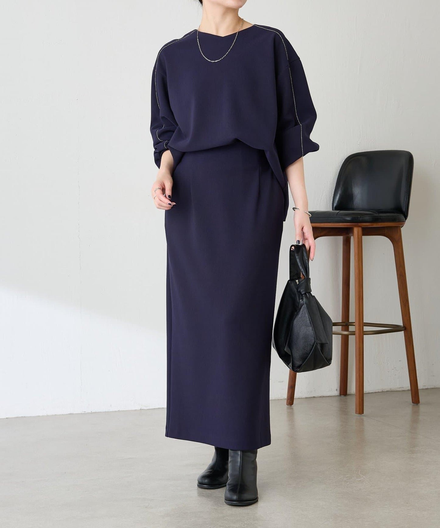 【適合正式場合◎】珠飾線條剪裁套裝/禮服