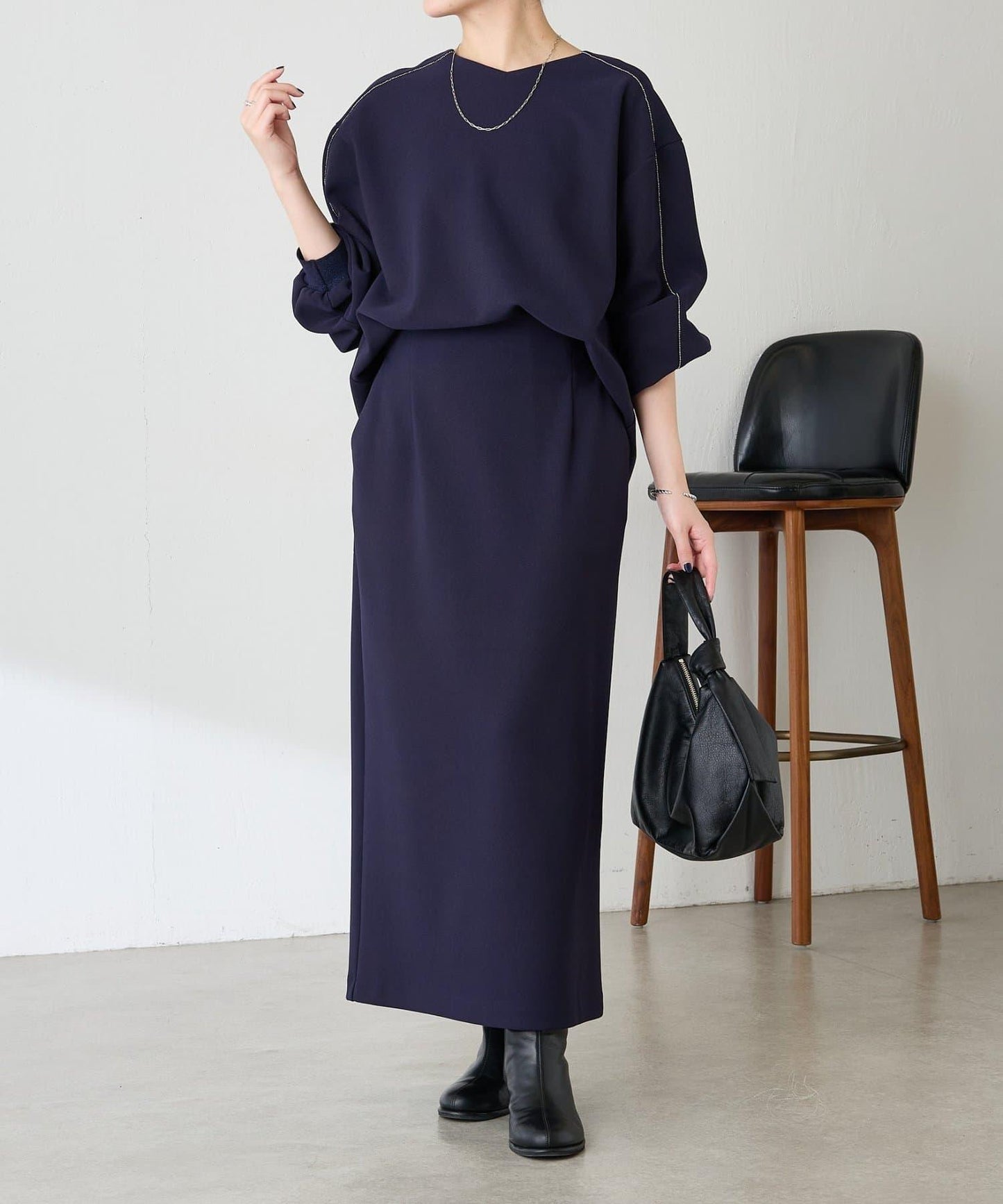 【適合正式場合◎】珠飾線條剪裁套裝/禮服