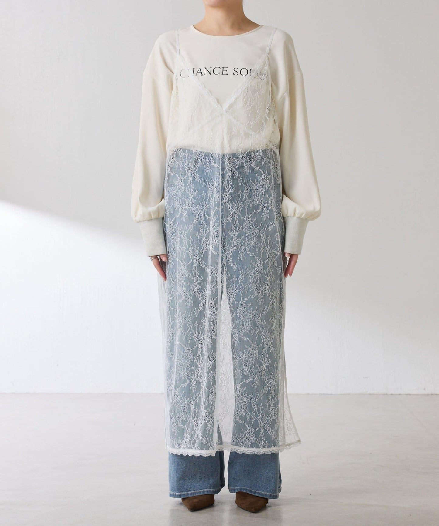 【前後兩穿】2WAY蕾絲吊帶連衣裙/疊穿單品