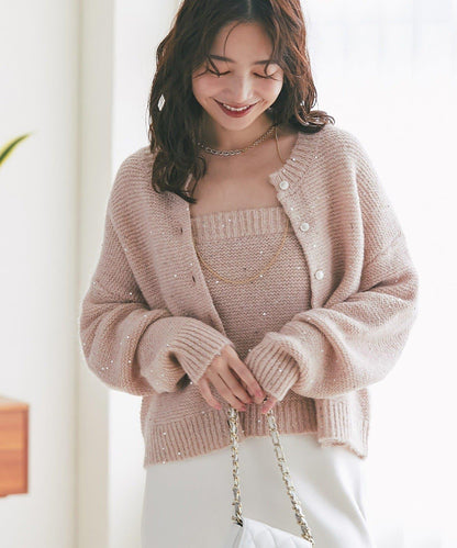 スパンコールモヘアカーディガン