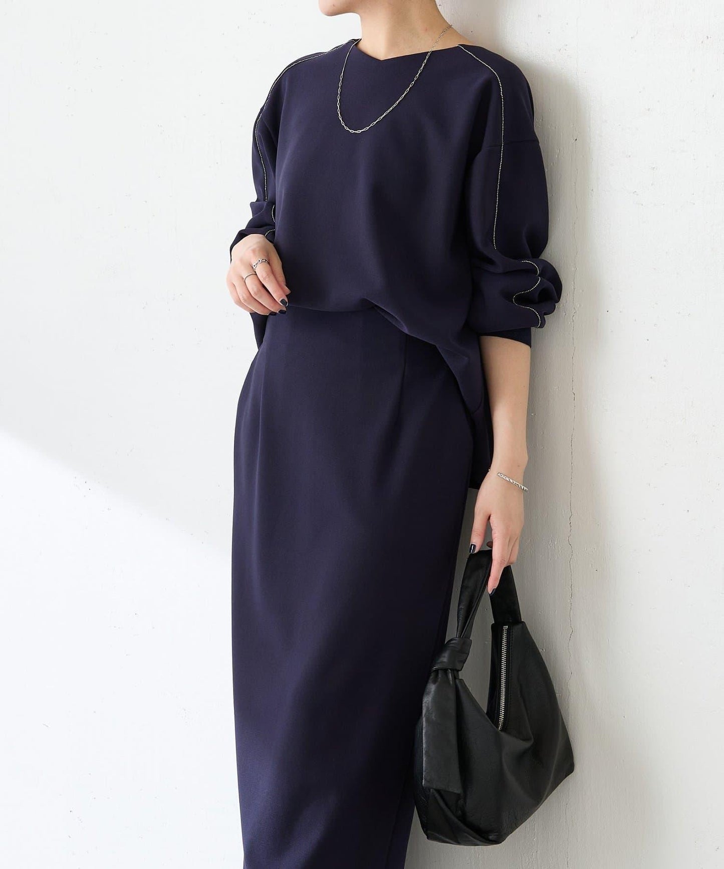 【適合正式場合◎】珠飾線條剪裁套裝/禮服