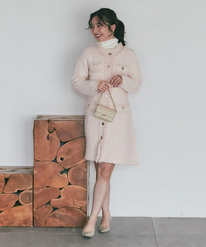 ファンシーツイードニットミニワンピース