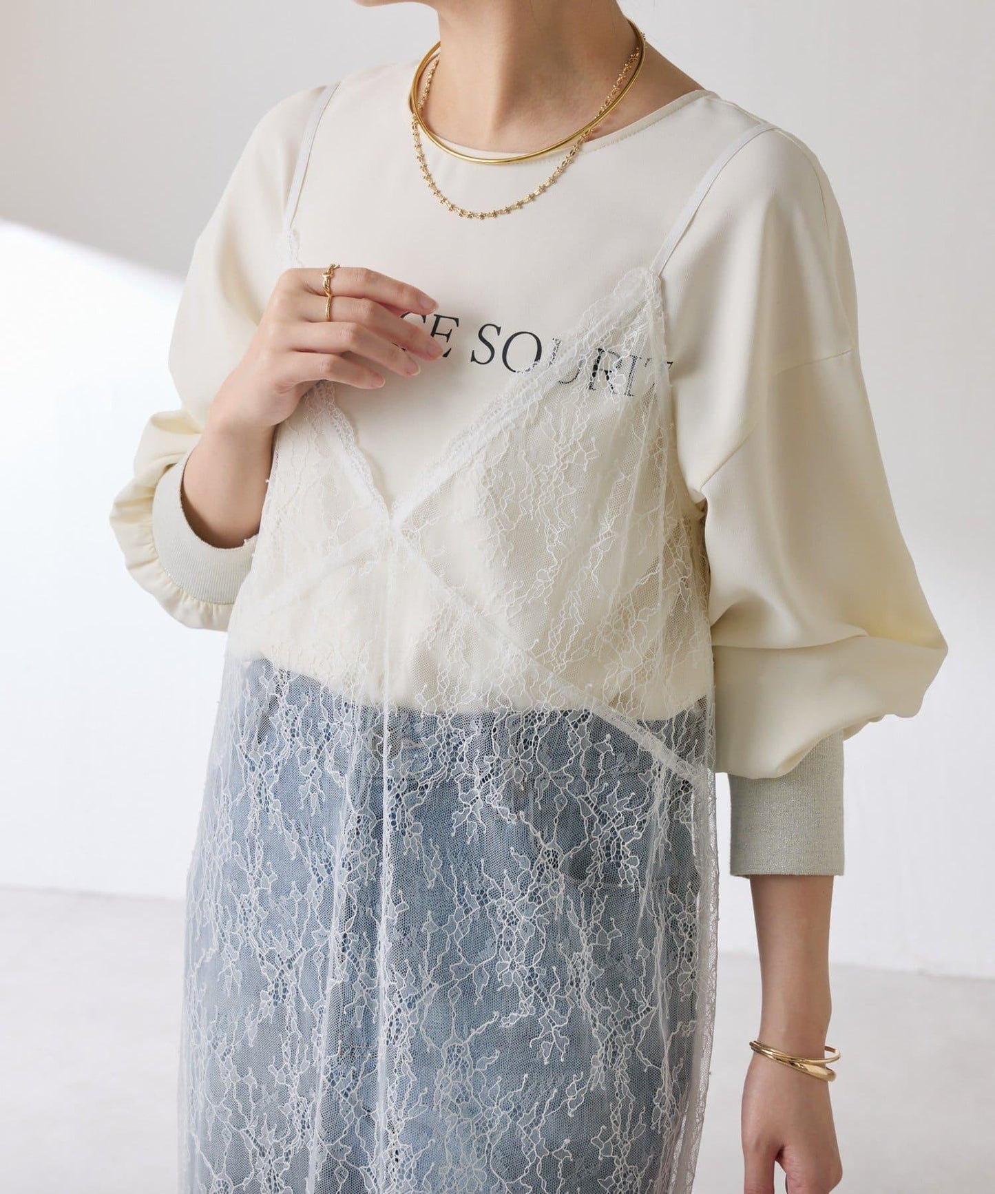 【前後兩穿】2WAY蕾絲吊帶連衣裙/疊穿單品