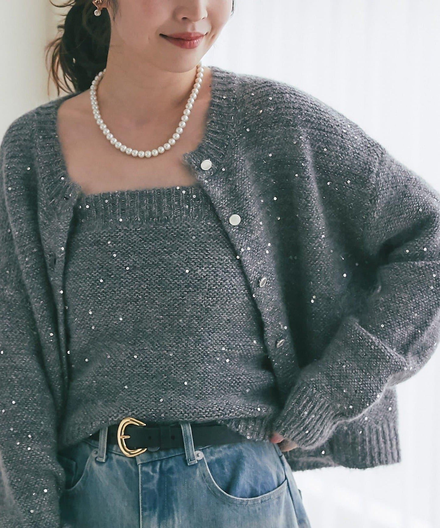 スパンコールモヘアカーディガン