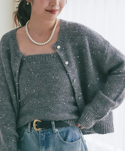 スパンコールモヘアカーディガン