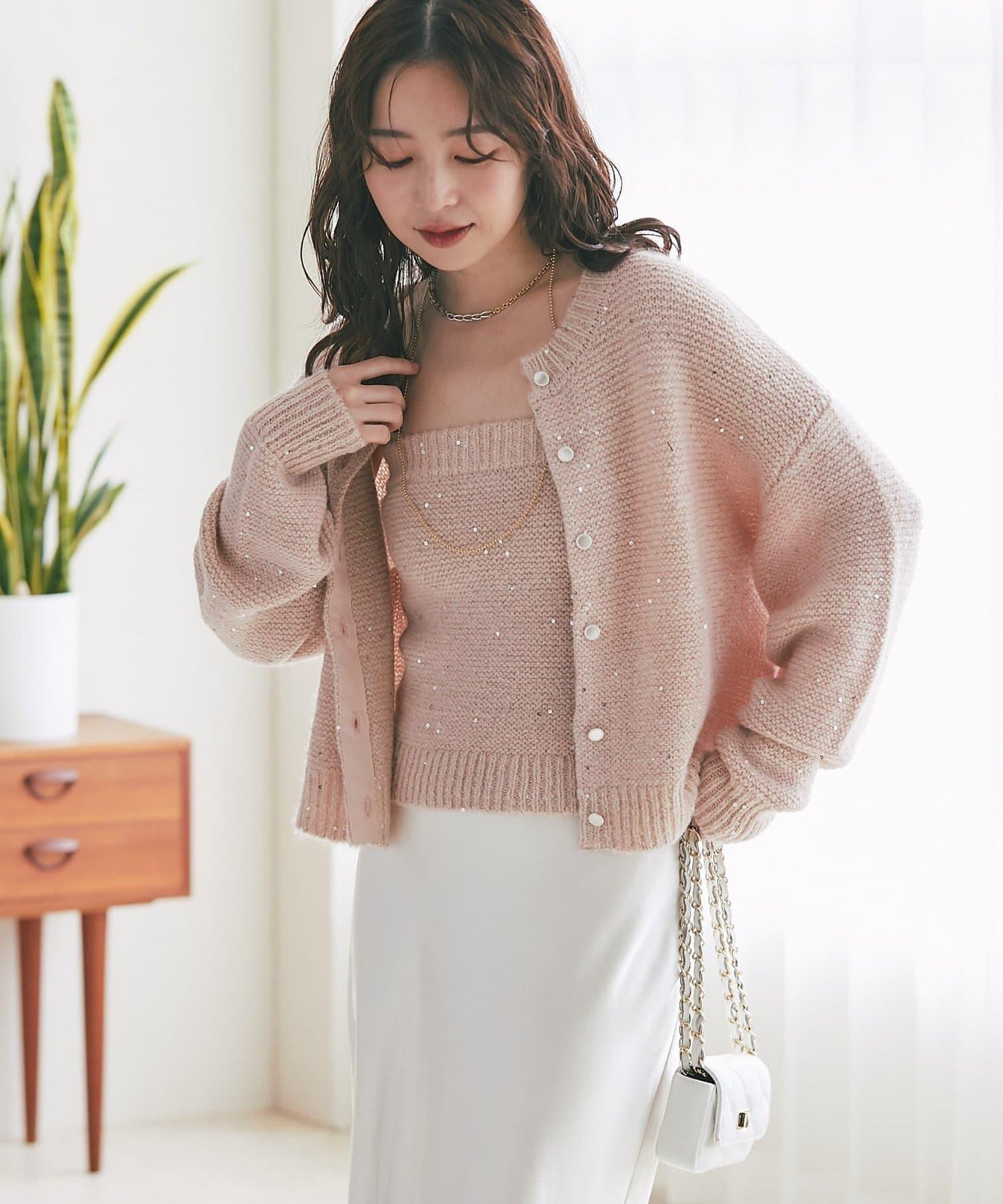 スパンコールモヘアカーディガン