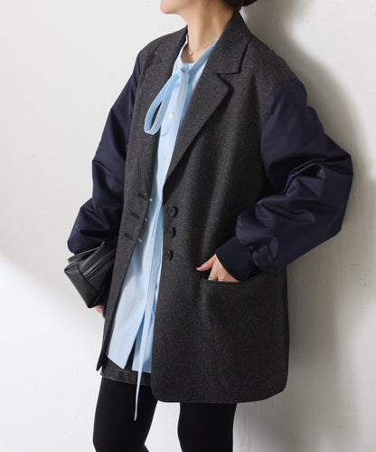 三扣拼接袖西裝夾克