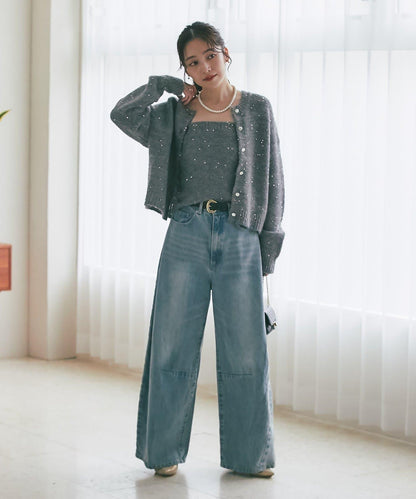 スパンコールモヘアカーディガン