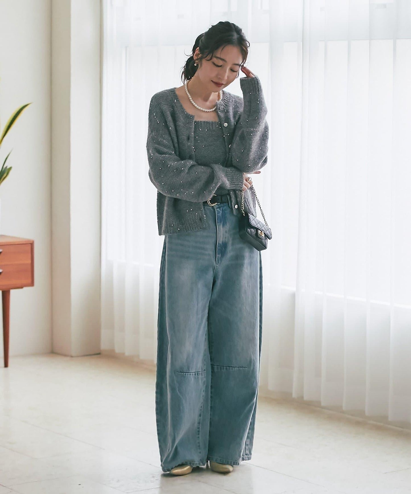 スパンコールモヘアカーディガン