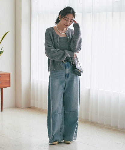 スパンコールモヘアカーディガン