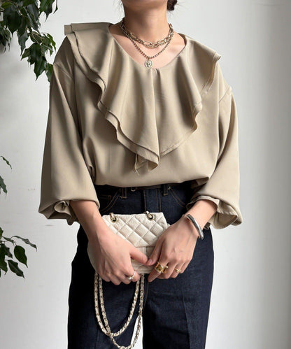 【WEB限定】ピコフリルカラーブラウス