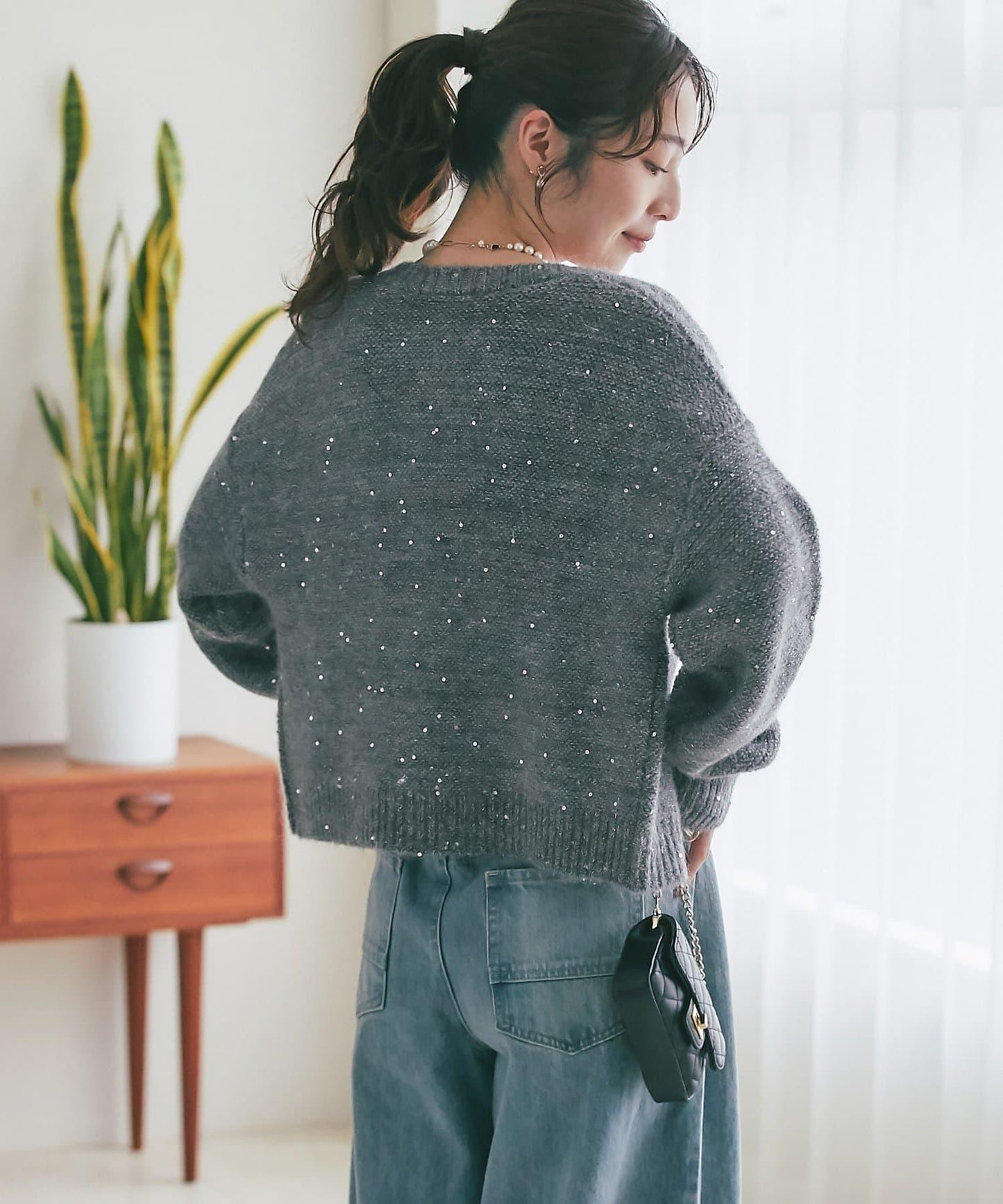 スパンコールモヘアカーディガン