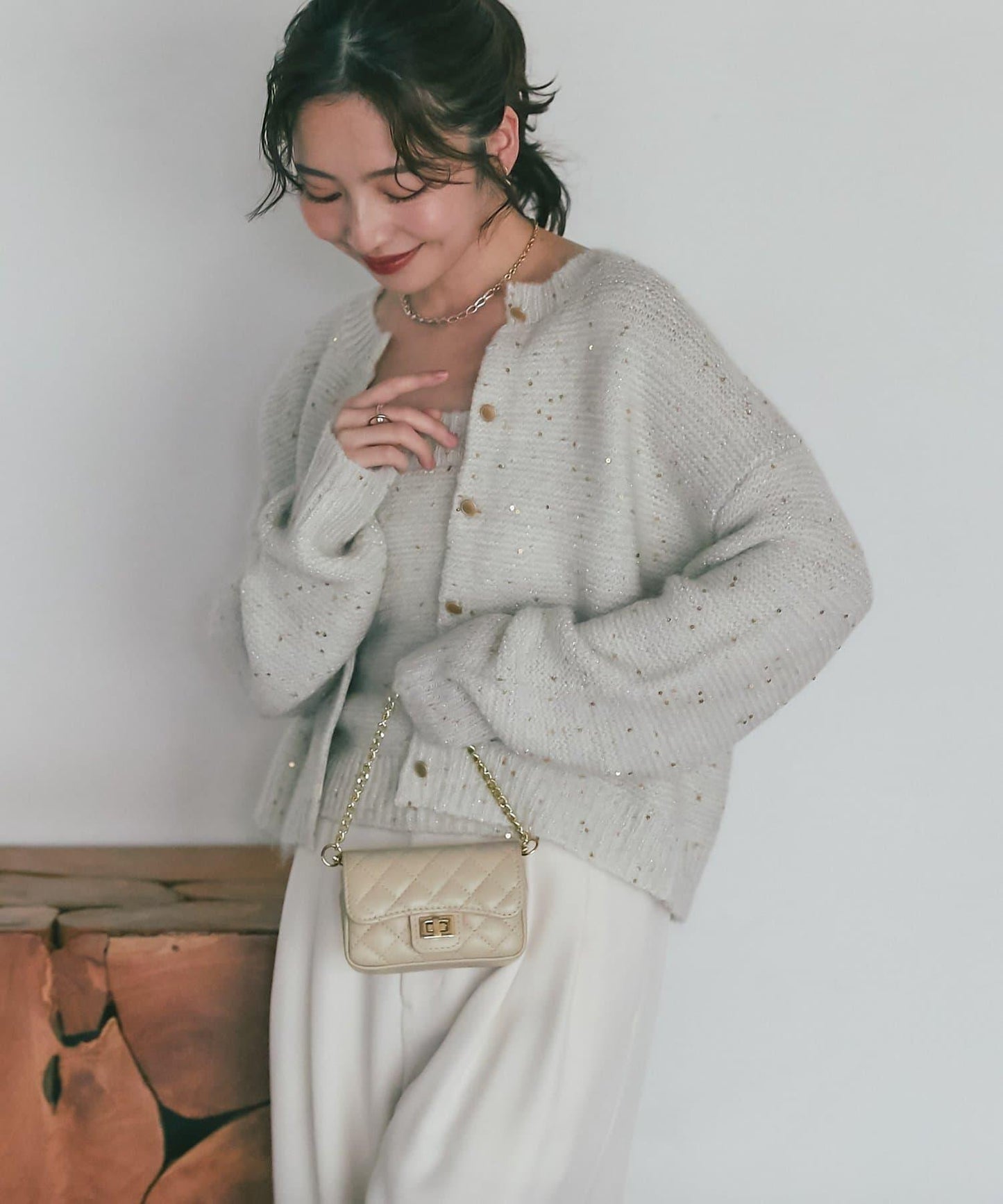 スパンコールモヘアビスチェ