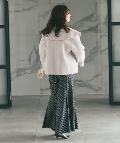 後繫帶格紋半身裙