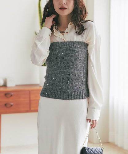 スパンコールモヘアビスチェ