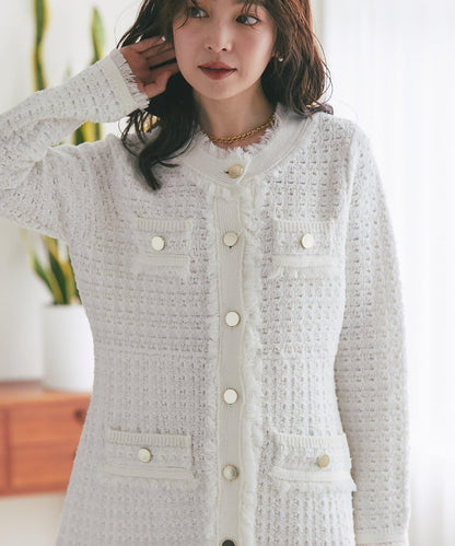 ファンシーツイードニットミニワンピース