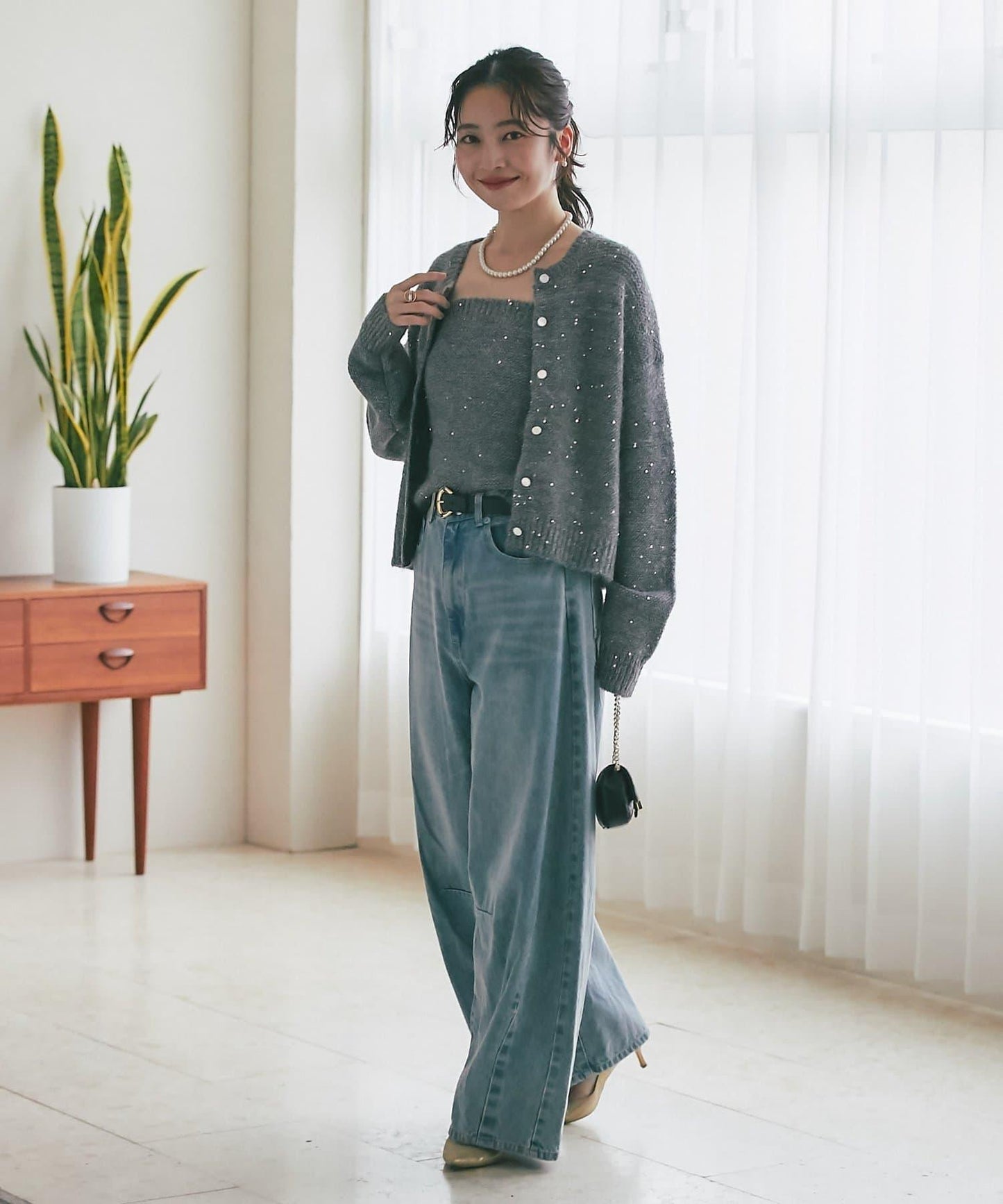 スパンコールモヘアカーディガン