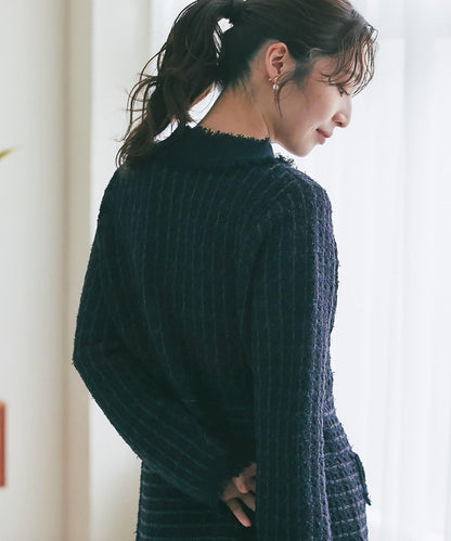 ファンシーツイードニットミニワンピース